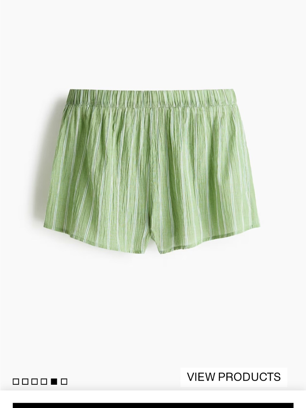 H & M H&M Light Green Striped cotton Women’s Elastic Waist Shorts
